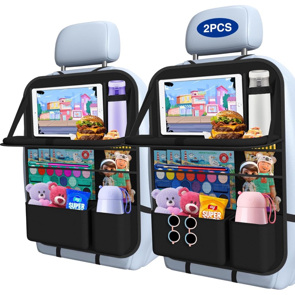 Car Backseat Organizer With Table Tray2-Pack 9 Storage Pockets Backseat Car Orga